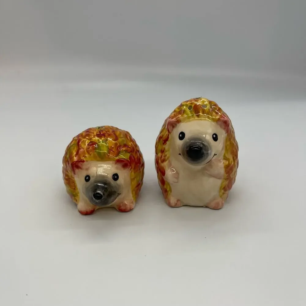 Pier 1 Imports Hedgehog Hand Painted Salt & Pepper Shakers